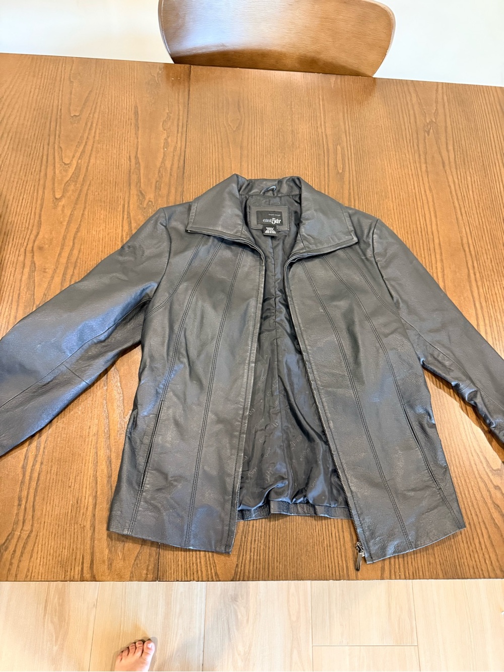 Vintage East 5th Genuine Leather Jacket Black Zip Front Women’s S Classic Moto